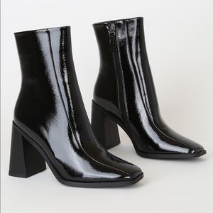 Lulu’s black patent mid calf boots - Size 6